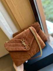 Uubags | YSL loulou quilted suede shoulder bag in brown 20cm - 2