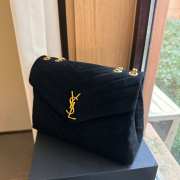 Uubags | YSL loulou quilted suede shoulder bag in black 20cm - 5