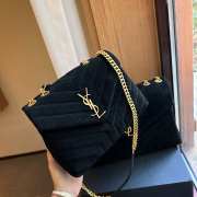 Uubags | YSL loulou quilted suede shoulder bag in black 20cm - 3