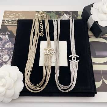 Uubags | Chanel Silver/Gold Double C Multi-layer Snake Bone Chain Necklace