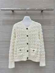 Uubags | Dior Ecru Blended Wool and Cotton Bouclé Knit Jacket with Houndstooth Motif  - 1