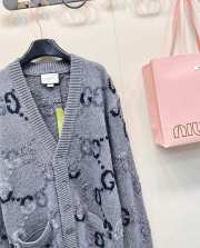 Uubags | Gucci intarsia-knit cardigan in grey - 3