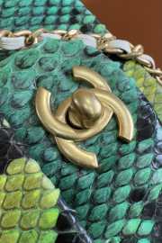 Uubags | Chanel Python Small Flap Bag In Green with Gold Hardware 20cm - 3