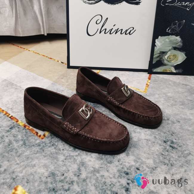 Uubags | Dolce & Gabbana Suede loafers in dark brown - 1