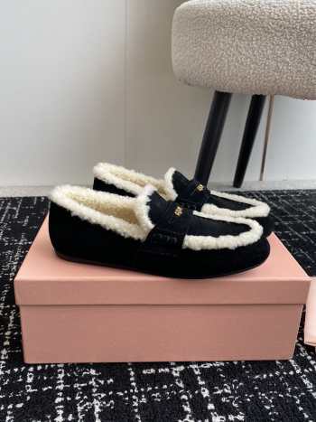 Uubags | Miu Miu fur loafer in black 