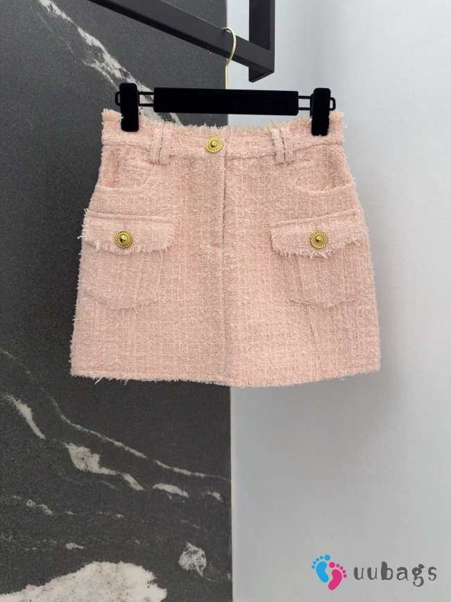 Uubags | Balmain tweed skirt in pink - 1