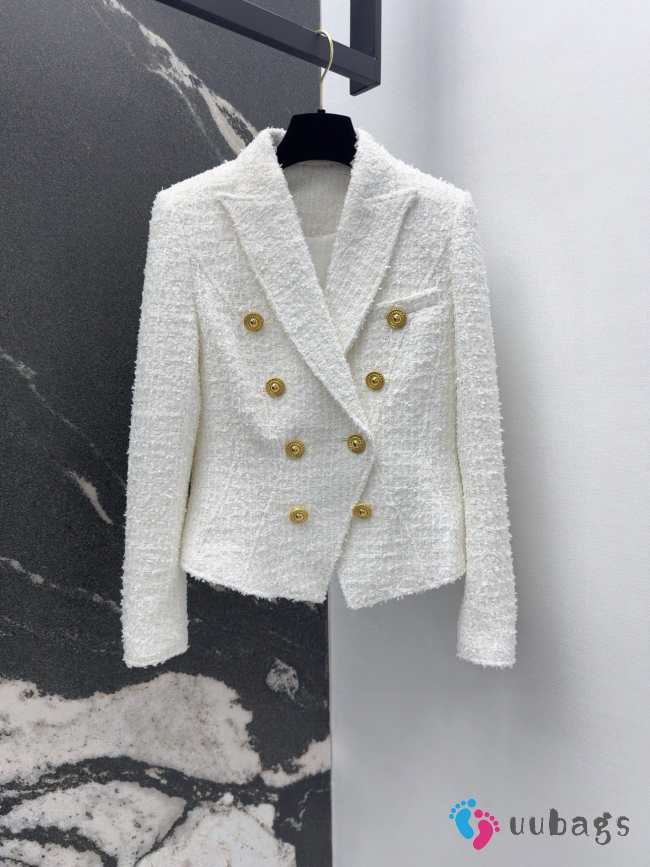 Uubags | Balmain Blazer Tweed In White - 1