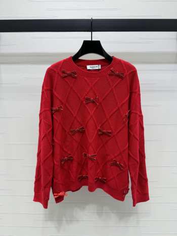 Uubags | Valentino bow embroidered wool sweater in red