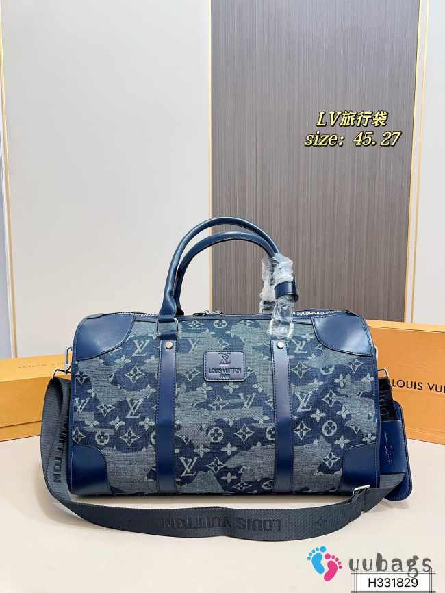 Uubags | Louis Vuitton Keepall Blue Denim Bag 45x27x20cm - 1