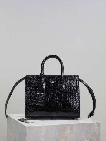 Uubags | YSL SAC DD JOUR IN CROCODILE LEATHER BAG BLACK 22x18x10.5cm