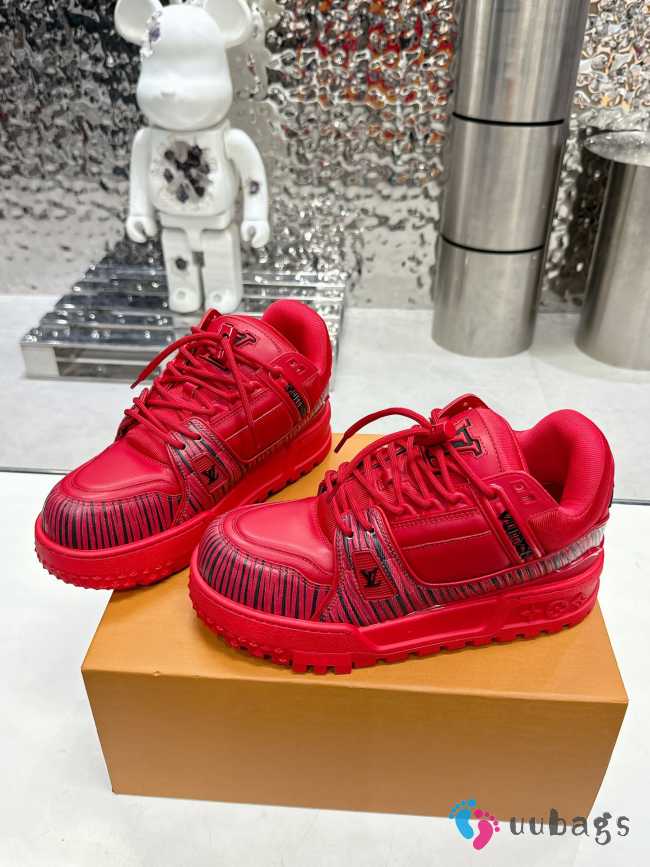 Uubags | Louis Vuitton Trainer Maxi Brown Damoflage Sneakers In Red - 1