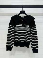 Uubags | Miu Miu zipper pullover plaid sweater in black - 1