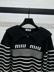 Uubags | Miu Miu zipper pullover plaid sweater in black - 4