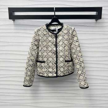 Uubags | Dior Cannage Cropped Jacket Beige and Black Cotton-Blend Tweed