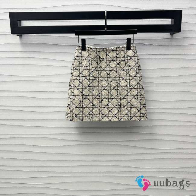 Uubags | Dior Macrocannage Miniskirt Beige and Black Cotton-Blend Tweed - 1