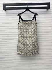 Uubags | Dior Short Flared Cannage Dress Beige and Black Cotton-Blend Tweed - 6