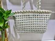 Uubags | Chanel small shopping bag cotton crochet & gold-tone metal in beige, white, blue & yellow - 1