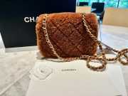 Uubags | Chanel Small Flap bag Fleece & Gold Plated Metal Brown 12x18x6cm - 4