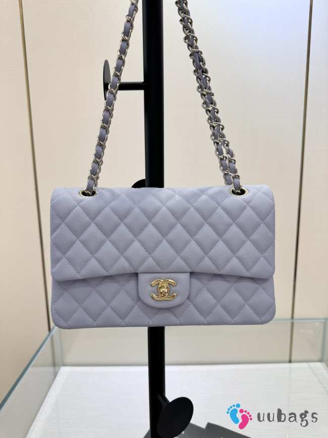 Uubags | Chanel Classic Double Flap 21K Purple Quilted Caviar With Light Gold Hardware 25cm - 1