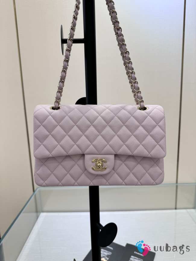 Uubags | Chanel Classic Double Flap 21K Pink Quilted Caviar With Light Gold Hardware 25cm - 1