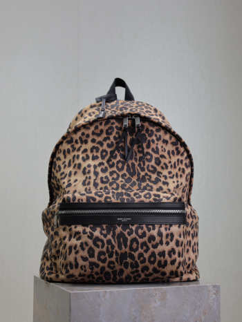 Uubags | YSL beige and black Leopard print city backpack 30x38x17cm 