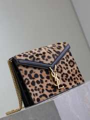 Uubags | YSL Pony Hair Leopard Print Monogram Cassandra Clasp Bag Black 22x16.5x5.5cm - 3