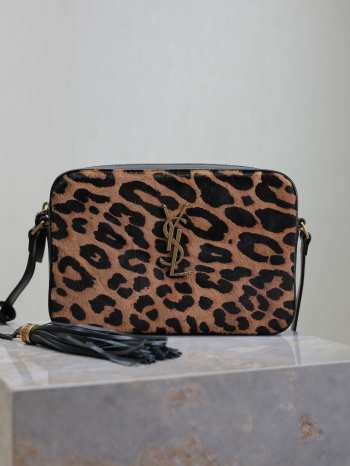 Uubags | YSL Lou Lou Leopard Print Leather Crossbody Bag In Brown 23x16x6cm