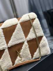 Uubags | YSL Jamie Medium Suede & Shearling Bag In Brown/Beige 38x26x12cm - 6