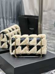 Uubags | YSL Jamie Medium Suede & Shearling Bag In Black/White 25x15x7.5cm - 1