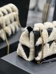 Uubags | YSL Jamie Medium Suede & Shearling Bag In Black/White 25x15x7.5cm - 6