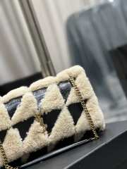 Uubags | YSL Jamie Medium Suede & Shearling Bag In Black/White 25x15x7.5cm - 3