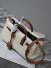 Uubags | YSL Sac De Jour Shearling & Leather Bag In Brown/White 22x18x11cm - 3