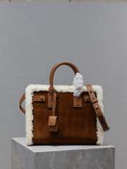 Uubags | YSL Sac de Jour Nano Suede & Shearling Tote Bag In Brown 26x21x13cm - 1