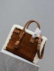 Uubags | YSL Sac de Jour Nano Suede & Shearling Tote Bag In Brown 26x21x13cm - 6