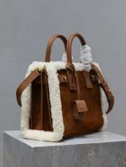 Uubags | YSL Sac de Jour Nano Suede & Shearling Tote Bag In Brown 26x21x13cm - 5