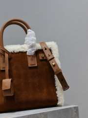 Uubags | YSL Sac de Jour Nano Suede & Shearling Tote Bag In Brown 26x21x13cm - 4