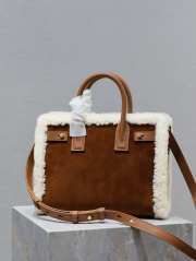 Uubags | YSL Sac de Jour Nano Suede & Shearling Tote Bag In Brown 26x21x13cm - 2