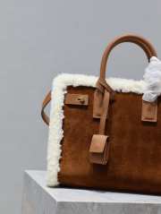 Uubags | YSL Sac de Jour Nano Suede & Shearling Tote Bag In Brown 26x21x13cm - 3