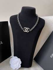 Uubags | Chanel necklace metal with rhinestones silver and crystal - 6