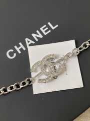 Uubags | Chanel necklace metal with rhinestones silver and crystal - 2