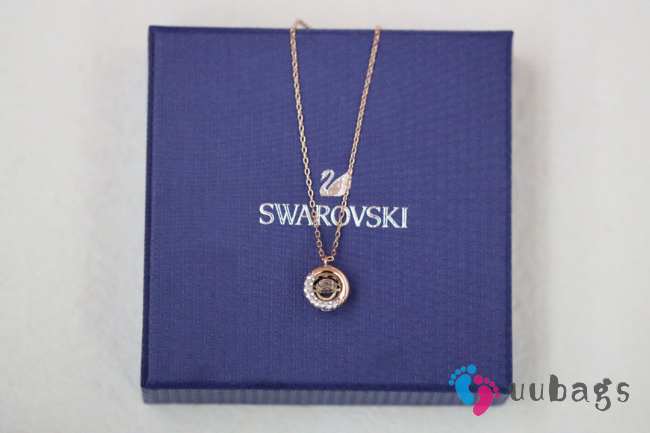 Uubags | Swarovski Dextera pendant Round cut, White, Rose gold-tone plated necklace - 1