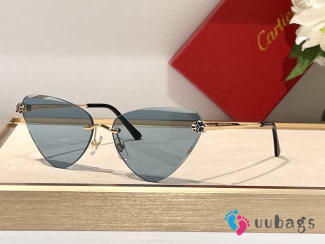 Uubags | Cartier Panthère de Cartier sunglasses, non-rimmed metal, smooth golden finish, grey lenses - 1