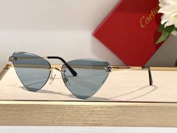 Uubags | Cartier Panthère de Cartier sunglasses, non-rimmed metal, smooth golden finish, grey lenses