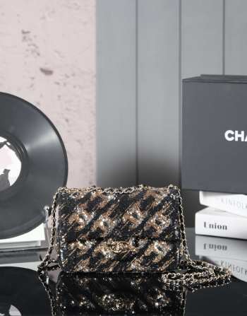 Uubags | Chanel classic rectangular mini sequin flap bag 14x21x8cm