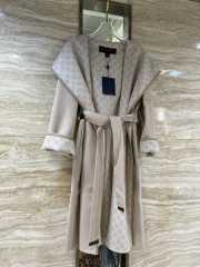 Uubags | Louis Vuitton wool long coat with monogram in beige - 2