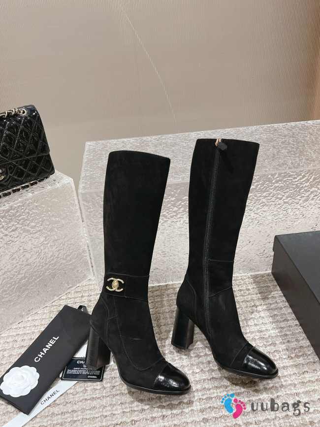 Uubags | Chanel Lamssuede & glanzend kalfsleer boots 02 - 1