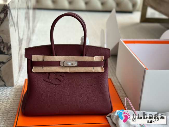 Uubags Hermes Birkin 30cm Bordeaux Togo Bag In Burgundy - 1