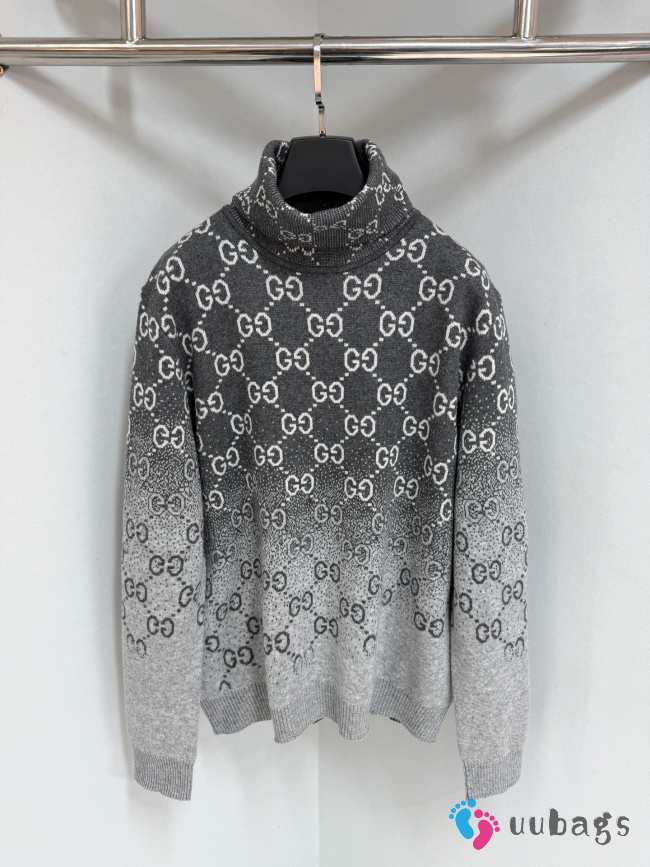 Uubags | Gucci degrade wool jacquard sweater in grey - 1