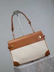 Uubags | YSL Manhattan in Box Brown/Natural Canvas Leather Bag 32x23x10.5cm - 3