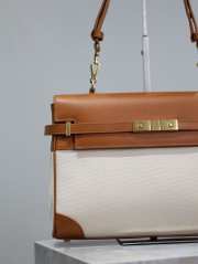 Uubags | YSL Manhattan in Box Brown/Natural Canvas Leather Bag 32x23x10.5cm - 5